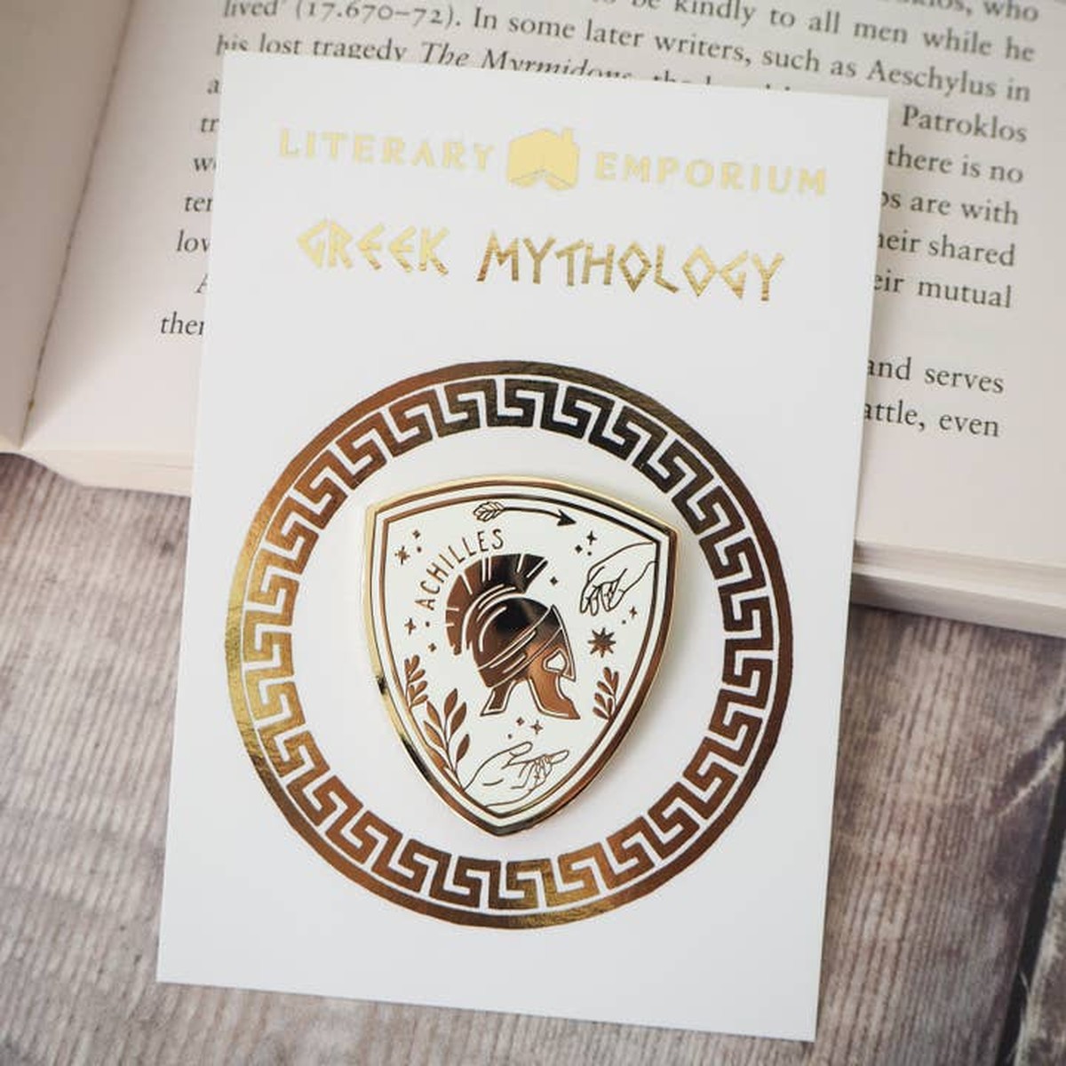Achilles Enamel Gold Pin Badge - Greek Mythology Collection / Κονκάρδα Αχιλλέας