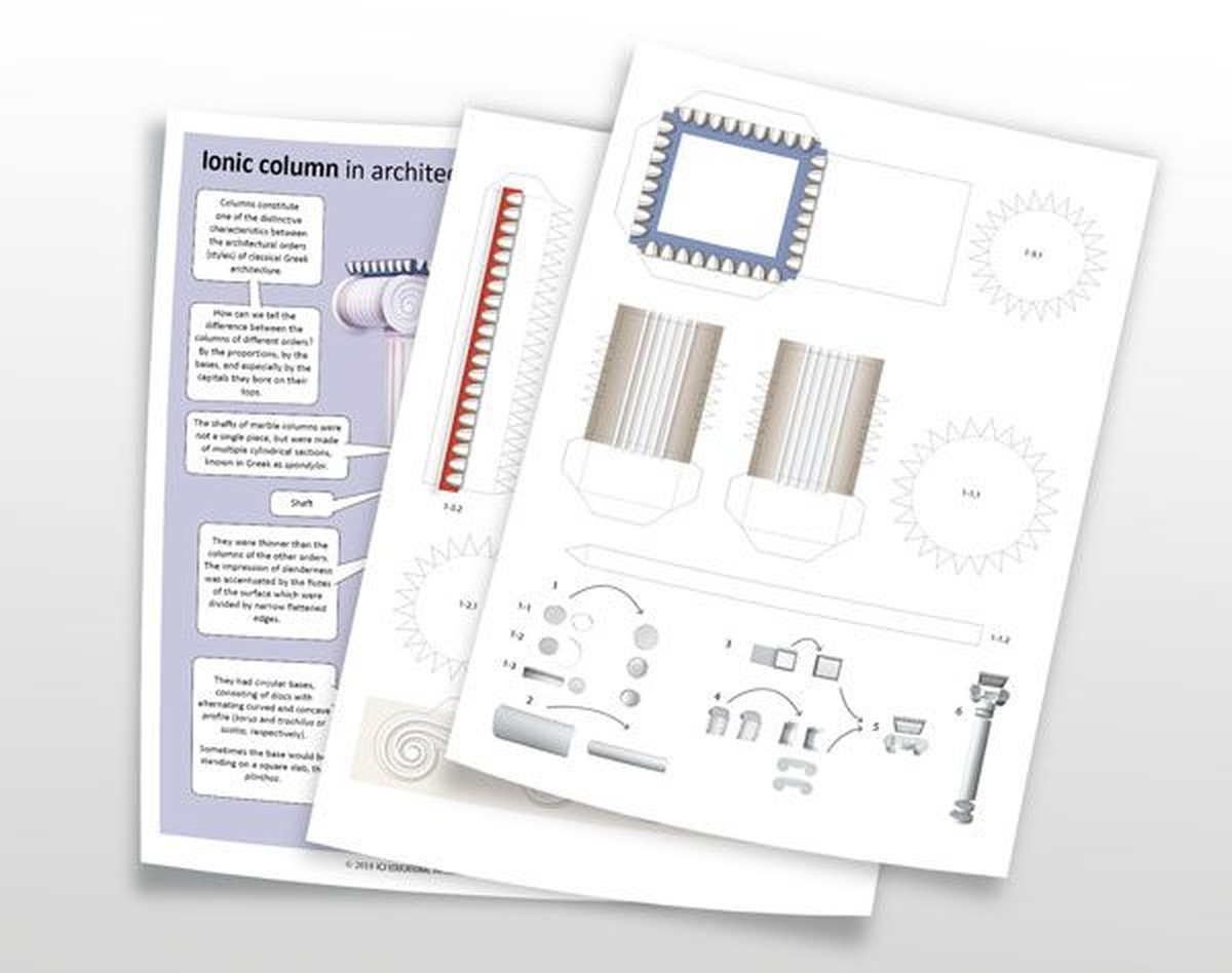 Monuments of Ancient Greece: Ionic Column (3D Educational Papercraft Kit)
