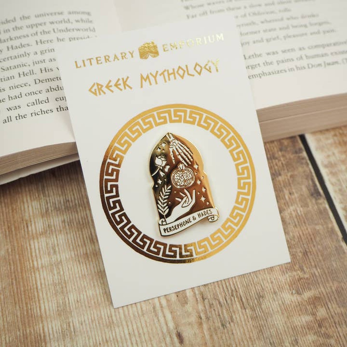 Persephone and Hades Enamel Gold Pin Badge - Greek Mythology Collection / Κονκάρδα Περσεφόνη & Άδης