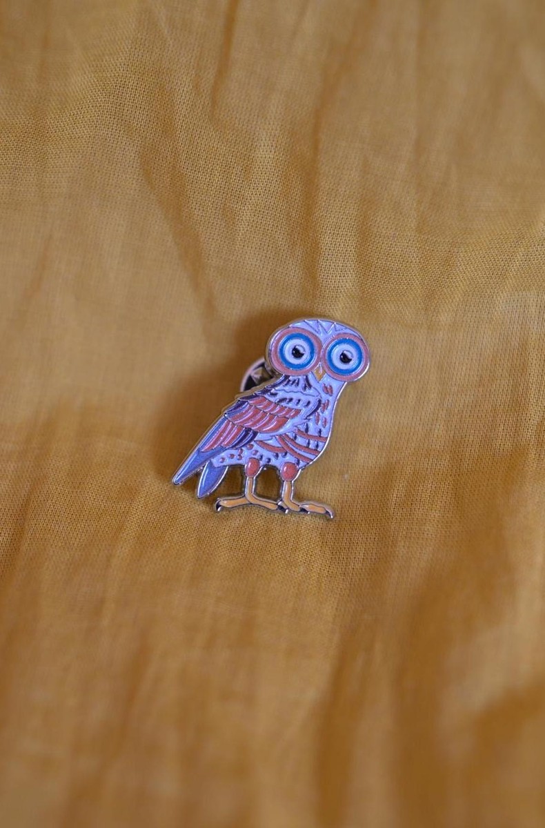Unique Soft-Enamel Owl Pin, Inspired by Ancient Greece / Κονκάρδα Κουκουβάγια Θεάς Αθηνάς