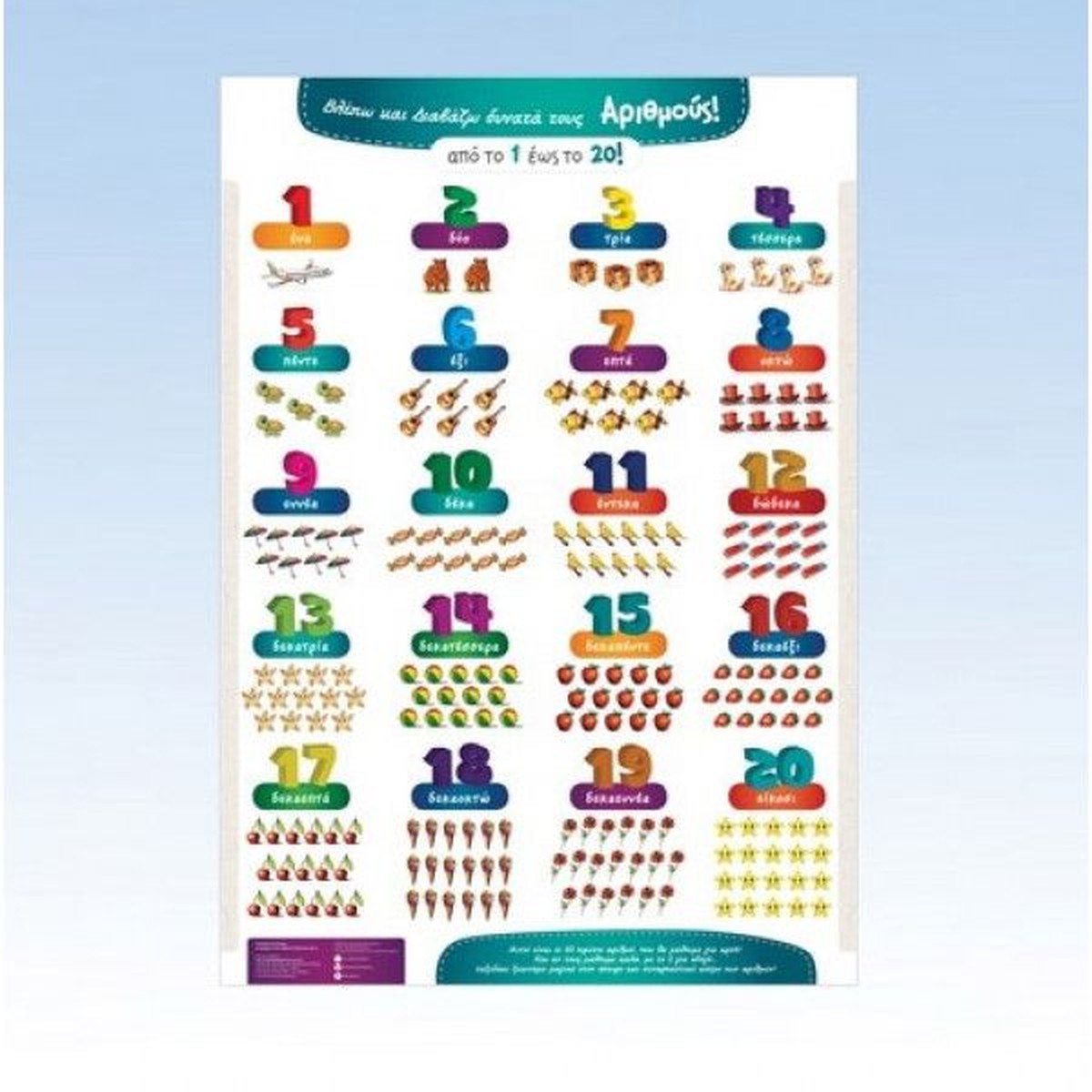 Βλέπω και Διαβάζω Δυνατά τους Αριθμούς 1-20 (Poster)