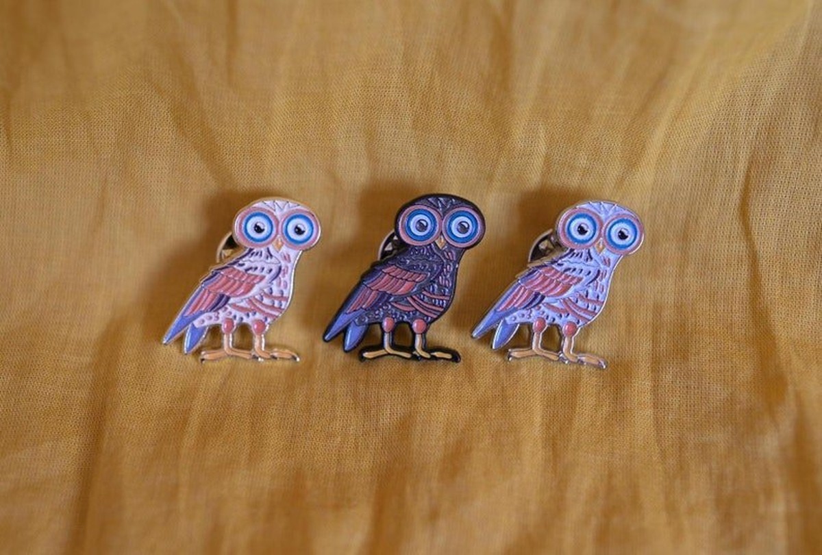Unique Soft-Enamel Owl Pin, Inspired by Ancient Greece / Κονκάρδα Κουκουβάγια Θεάς Αθηνάς